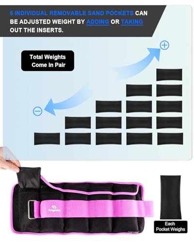 Fragraim Adjustable Ankle Weights 1-3/4/5/6/8/10/12/15/20 LBS Pair with Removable Weight for Jogging, Gymnastics, Aerobics, Physical Therapy - color: Purple, style: 5 lbs each( 10 lbs pair)