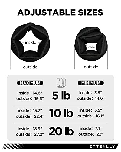 Adjustable Ankle Weights for Women Men and Kids | 1 Pair 5 10 15 18 20 Lbs Leg Wrist Ankle Weight Straps for Yoga, Walking, Running, Aerobics, Gym, Dance, Pilates, Cardio