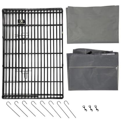 PJYuCien Puppy Playpen with Top Cover & Bottom Pad, 8 Panels 36" H, Gray - color: Gray, size: Medium Pen: 36-Inch High