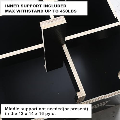 Non-Slip Wood Plyometric Jump Box- 3-in-1 Wooden Plyo Box for Home Gym and Outdoor Workout - size: 24" x 20" x 16"