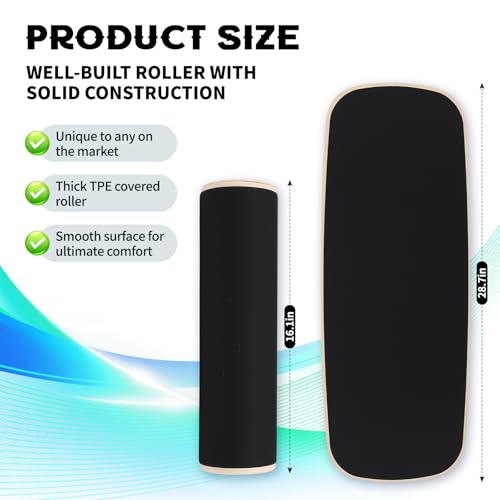 Wooden Balance Board for Adults, 350lbs Capacity Surf Balance Trainer with Anti-Slip Surface, Skateboard Snowboard Training Equipment for Core Strength & Balance Control