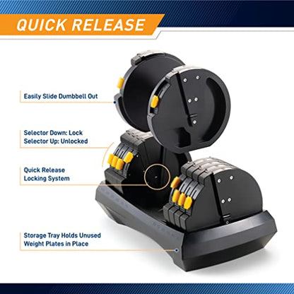 Marcy Adjustable Dumbbell System – 6-in-1 Free Weights for Home Gym, 50 lbs Single or 100 lbs Pair Options for Strength Training - style: 50lb, Single