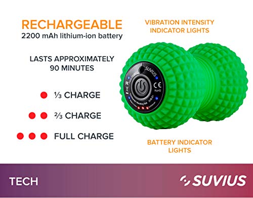 Vibrating Peanut Roller - 4 Vibration Levels - Rechargeable - Muscle Roller for Deep Tissue Massage and Muscle Recovery - Massager for Back, Neck, Foot, Leg, and Body - Black - color: Black