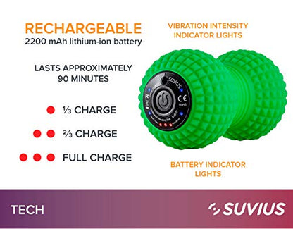 Vibrating Peanut Roller - 4 Vibration Levels - Rechargeable - Muscle Roller for Deep Tissue Massage and Muscle Recovery - Massager for Back, Neck, Foot, Leg, and Body - Black - color: Black
