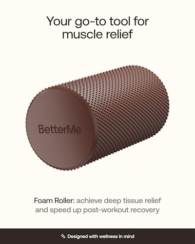 BetterMe Foam Roller for Muscle Recovery – High Density Exercise Roller for Back &Legs – Deep Tissue Massage Roller for Tension, Relief & Stretching (Chocolate Brown)