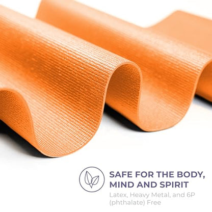 Voyage Yoga Mat, 6 Pack, 72" x 24" Professional Studio and Gym Bulk Yoga Mats, 5mm Thick, Durable, Anti-Tear, Non Slip Fitness and Exercise Mats - color: Orange