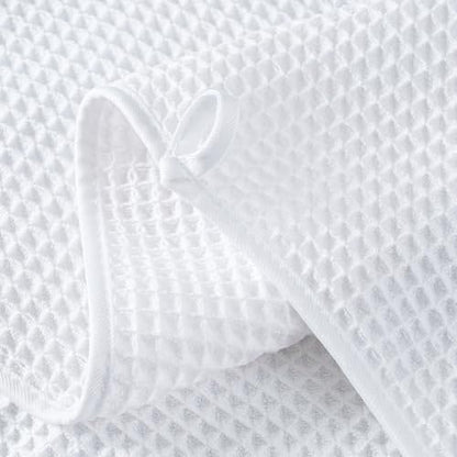 Microfiber Waffle Face Towels, 2 Pieces, Soft, Absorbent, Fast Drying, Lint Free 430 GSM (White) - color: White