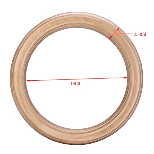 Wood Olympic Rings, Gymnastic Rings with Buckle Straps, Wooden Fitness Gym Rings for Strength Training, Crossfit, Pull Ups and Dips
