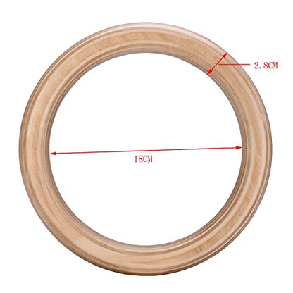 Wood Olympic Rings, Gymnastic Rings with Buckle Straps, Wooden Fitness Gym Rings for Strength Training, Crossfit, Pull Ups and Dips
