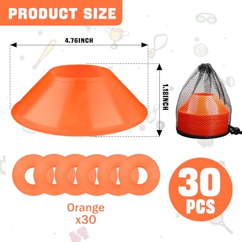 30 Pack Mini Soccer Cones–Mini Disc Cones for Agility Training,Soccer,Football,Sports Drills,Field Markers,Cones Sports Equipment,Portable Stackable Mini Cones with Carry Bag