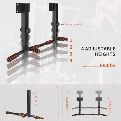 Wall Mounted Pull Up Bar Adjustable Height Heavy Duty Mounted Pull Up Bar Strength Training Equipment for for Indoor Home Gym Workout, Equipment Fitness Stand Supports to 440 Lbs