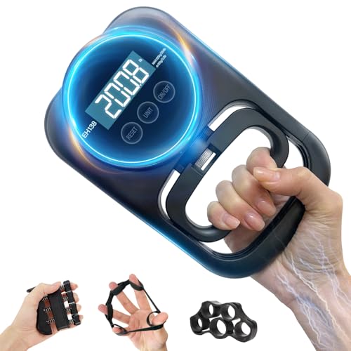 Grip Strength Tester Hand Gripper - Grip Strength Trainer Hand Dynamometer Handheld Meter LED Display Comfortable 265 Lbs / 120 Kgs Finger Strengthener for Sports Home School Gym Use