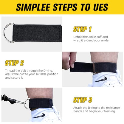 Vertical Jump Trainer Leg Strength Ankle Resistance Bands with Cuffs Workout Equipment for Fitness Basketball Volleyball Tennis Jumping Strength Training Equipment