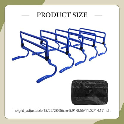 5 Pieces Agility Hurdles Athletic Strength Training Adjustable Speed Hurdles Obstacle Rack PVC Material Foldable Lightweight Suitable for Field Traini - color: Blue