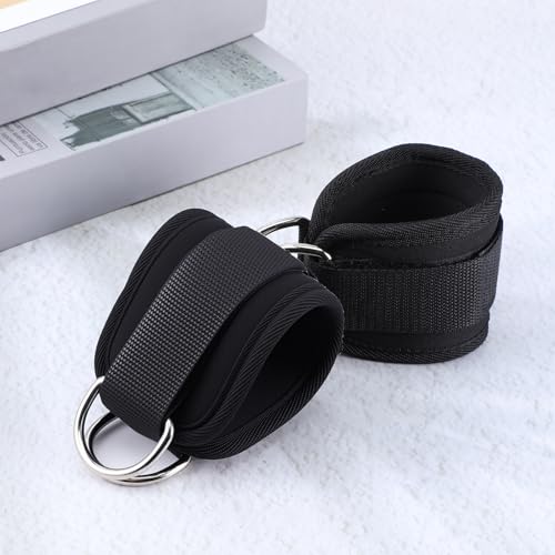 2 Pcs Wrist Cuffs Lifting Straps with D Rings, Weight Lifting Straps Wrist Strap for Weightlifting Adjustable Gym Weightlifting Strap for Cable Machines Strength Training Bodybuilding Deadlifting