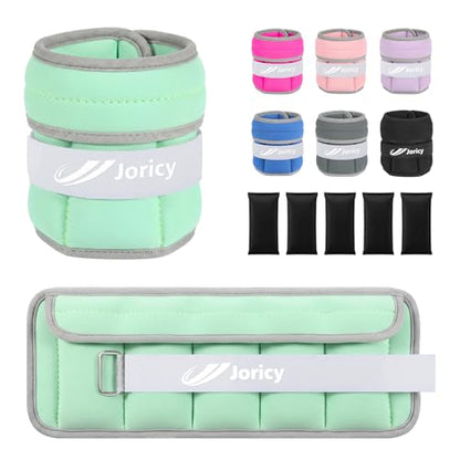 Adjustable Ankle Weights for Women Men A Pair of 1-3/4/5/6/8/10/20LBS - color: Green