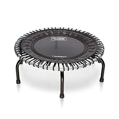 JumpSport 350 Indoor Portable Lightweight Safe Stable Heavy Duty 39-Inch Fitness Trampoline with Handle Bar Accessory, and Workout DVD, Black