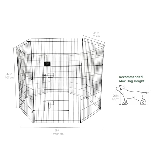 PJYuCien Puppy Playpen with Top Cover & Bottom Pad, 8 Panels 42" H, Gray - color: Gray, size: Large Pen: 42-Inch High