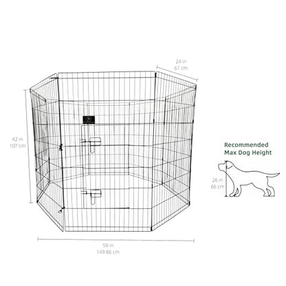 PJYuCien Puppy Playpen with Top Cover & Bottom Pad, 8 Panels 42" H, Gray - color: Gray, size: Large Pen: 42-Inch High