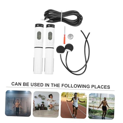 TOYANDONA Smart Cordless Jump Rope with Digital Counter, Weighted Ropeless Skipping Rope for Indoor Fitness Workout and Fat Loss, 1 Handle with Switch, Black and White Design