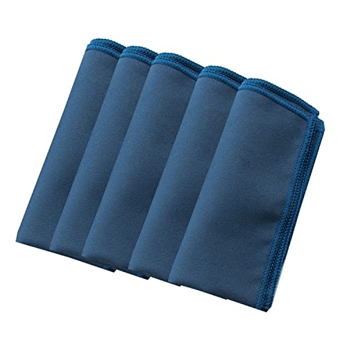 Unisex Sweat Absorbing Microfiber Handkerchiefs Quick Dry Sport Gym Towels 5 Pack - color: Navy Bule 01a