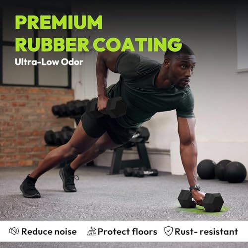 HANDBODE Hex Dumbbell Set, 2.5-65 lb Rubber Encased Exercise & Fitness Dumbbells, Weights Dumbbells Set of 2, Hand Weight for Strength Training - size: 4 lb, Pair, style: Chrome Handle