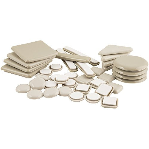 Super Sliders Variety Pack Self Stick Furniture Sliders for Carpet or Durable Hard Surfaces, Beige, 40 Pack - color: Beige, size: Assorted Sizes, 40 Pack