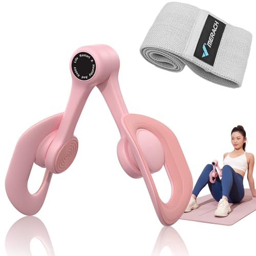 MERACH Thigh Trainer, Pelvic Floor Exercise Devices with Resistance Band, Inner Thigh Exerciser for Women, Home Fitness Equipment for Hip/Leg/Butt
