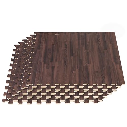 Forest Floor 3/8 Inch Thick Printed Foam Tiles, Premium Wood Grain Interlocking Foam Floor Mats, Anti-Fatigue Flooring – Stylish Flooring Solution - color: Cherry, style: 24 Sq Ft