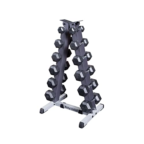 Body-Solid (GDR44B) Vertical Dumbbell Rack - Compact 6 Pair Hex Weight Stand for Home Gym - Heavy-Duty Steel Storage Rack