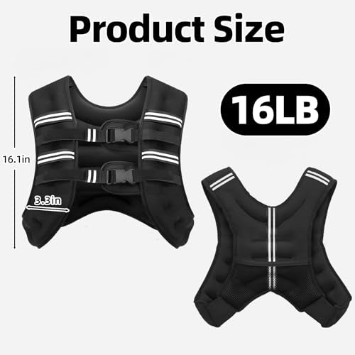 Weighted Vest for Women & Men, Adjustable 8lb/12lb/16lb/20lb – Reflective Weight Vest for Running, Walking, Strength Training, Jogging & Workout – Women’s Weighted Vests for Walking and Fitness - size: 16 LB