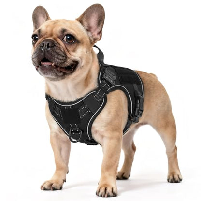 rabbitgoo Tactical Dog Harness for Small, Heavy Duty Military No Pull Vest - color: Black Reflex, size: Small