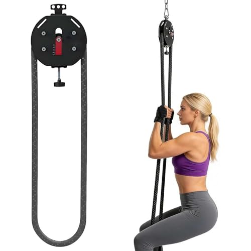 Rope Pull System, Endless Rope Trainer For Body Coordination, 4m/14ft Closed-Loop Nylon Rope, Resistance: 3–30 Kg, No User Weight Limit, Quick Hook Mount On Door Tree Or Pole - color: Black+Red