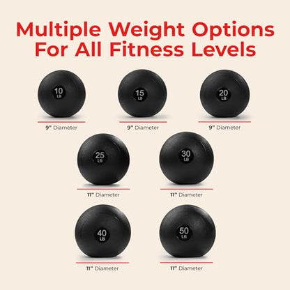 Sunny Health & Fitness Ultra-Durable Slam Ball, Sand Filled No-Bounce Core, Non-Slip Grip – Available in 10–50 lbs - style: 25lbs