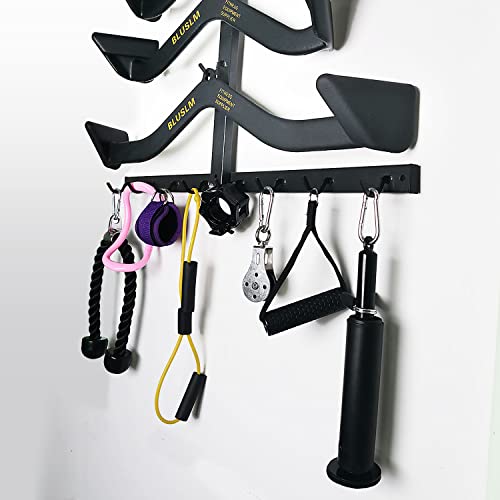 BLUSLM Lat Pull Down Bar Gym Accessory Rack, Lat Pulldown Attachments Cable Attachment Storage Rack for Mag Grip - Home Gym Fitness Heavy Duty A-Frame Stand