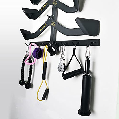 BLUSLM Lat Pull Down Bar Gym Accessory Rack, Lat Pulldown Attachments Cable Attachment Storage Rack for Mag Grip - Home Gym Fitness Heavy Duty A-Frame Stand