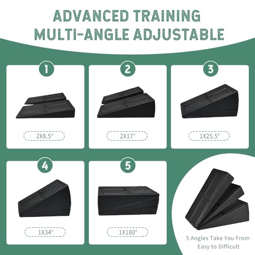 Squat Wedge Block Set of 3 - High-Density EPP Slant Board with 8.5° & 17° Stackable Angles - Deep-Groove Anti-Slip Surface for Calf Stretching, Physical Therapy & Ankle Mobility