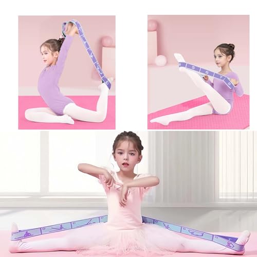 2pcs Stretch Strap for Kids,Elastic Yoga Stretching Strap with Loops, Multi-Loop Adjustable Exercise Stretching Bands，Stretching Resistance Ballet Bands for Dance, Latin, Gymnastics Exercis -8Loops