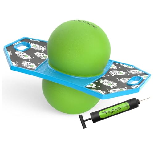 Flybar Pogo Trick Ball for Kids – Balance Bounce Board with Anti-Slip Deck – Pump Included - Indoor & Outdoor Toys for Boys and Girls Fun Way to Reduce Screen Time Supports up to 160 lbs – Ages 6+ - color: Robot