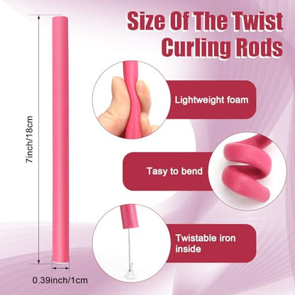 30Pcs Heatless Hair Curlers 7”x0.39“ Flexi Rods for Short Medium Long Hair - color: 7" x 0.39"
