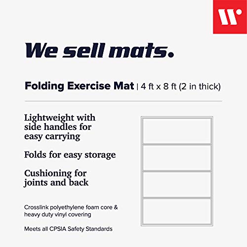 We Sell Mats 4 x 8 ft Folding Exercise Mat, 2 Inch Thick Personal Fitness & Home Gym Mat for Yoga, Pilates, Stretching & Workouts - color: Blue