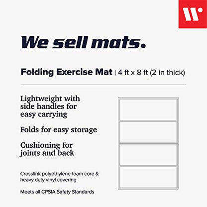 We Sell Mats 4 x 8 ft Folding Exercise Mat, 2 Inch Thick Personal Fitness & Home Gym Mat for Yoga, Pilates, Stretching & Workouts - color: Black / Blue
