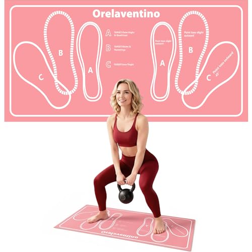Squat Mat with Foot Position,Non-Slip Workout Mat for Squats & Leg Exercises, Improves Muscle Activation & Knee Support, Home Gym Fitness Mat,30 * 13.8"inch Squat Pad - color: Pink