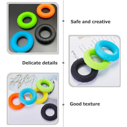 4pcs Hand Grip Strengthener Rings Set, Multi-resistance Silicone Finger Exercisers 30-60lbs, Muscle Strengthening Circles for Home Fitness, Rehabilitation, and Forearm Training