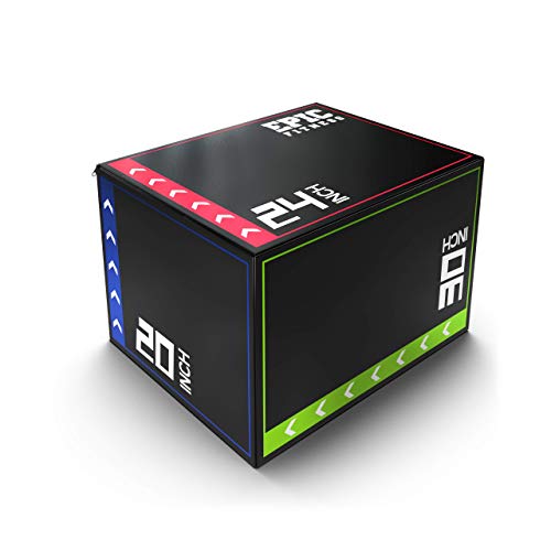 3-in-1 Foam Plyometric Jump Box - High-Density EPE Foam Core - Non-Slip & Easy-to-Clean PVC Leather Cover - Box Height: 20", 24", 30" - For HIIT, MMA, Crossfit, Exercise, Fitness Training