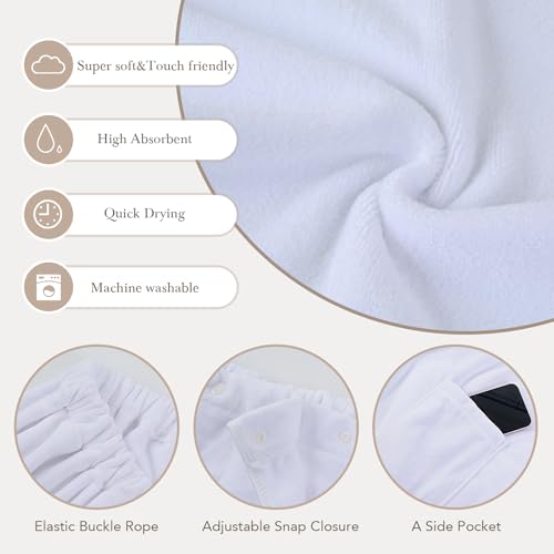 Women's Spa Wrap Microfiber Lightweight Knee Length Bath Body Wrap Shower Towels with Adjustable Closure 28 Inch x 54 Inch White