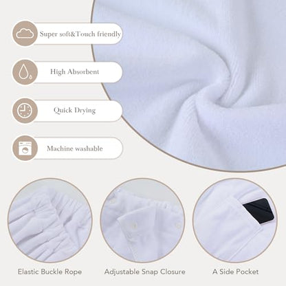 Women's Spa Wrap Microfiber Lightweight Knee Length Bath Body Wrap Shower Towels with Adjustable Closure 28 Inch x 54 Inch White