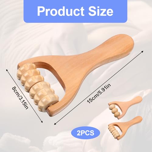 2pcs Wooden Massage Roller,Foot Roller,Wooden Rollers For Massage,Wood Therapy Massage Tools,Muscle Roller,Wood Bead Massage Roller Stick,Manual Massage Roller Tool For Body Care And Relaxation