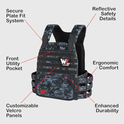 Weighted Vest – Adjustable 14–60 lb Capacity for Men and Women, Weight Vest for Training, Strength & Functional Fitness, Durable Workout Vest, Plates Sold Separately - color: Blue