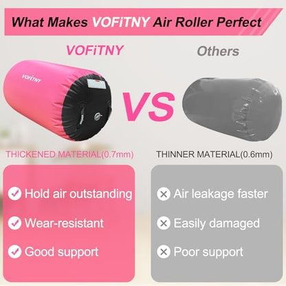 VOFiTNY Gymnastics Air Barrel Tumbling Equipment Back Handspring Trainer - color: Pink/Black No Pump, size: 2.6'L x 1.55'D
